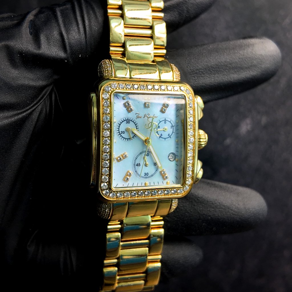 Joe Rodeo 30mm Yellow 200 Ct Diamond Bezel Watch